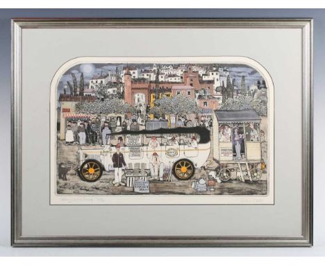 Graham Clarke (British b.1941) - 'Johnny Garlic Sausage', etching with hand colouring, signed lower right, inscribed and numb