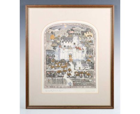 Graham Clarke (British b.1941) - 'Rufus Spratting Chronicle', etching with hand colouring, signed lower right, inscribed and 