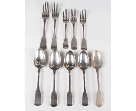 A George IV Scottish silver Fiddle pattern table fork, Edinburgh 1826 by Peter Lambert, a silver Fiddle pattern table fork, L