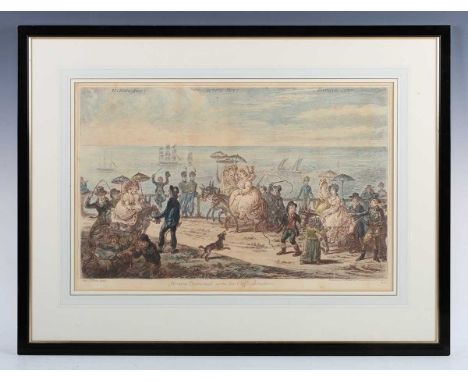 James Gillray (English, 1756-1815) - ‘'Morning Promenade upon the Cliff, Brighton', hand-coloured etching, published by Hanna