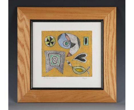Colin Thoms (British 1912-1997) - 'Study for mosaic', colour etching, signed lower right, inscribed lower left, p.6cm x 17.5c