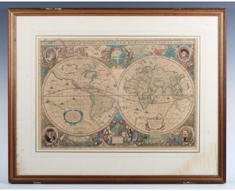 After Henricus Hondius - Nova Totius Terrarum Orbis Geographica ac Hydrographica Tabula. Auct: Henr. Hondio, Amsterdam: engra