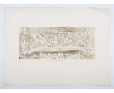 Chris Orr (British b.1943) - ‘….What is a Self Service Cafeteria?’, colour etching with aquatint, signed and dated 1974 lower