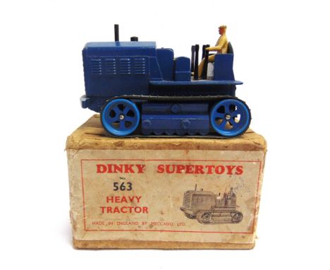 A DINKY NO.563, HEAVY TRACTOR  blue with mid blue wheels, very good condition, boxed (box rubbed and slightly soiled).