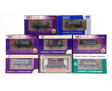 [OO GAUGE]. EIGHT WEST WALES WAGON WORKS LIMITED EDITION WAGONS BY DAPOL  comprising a seven-plank open wagon 'New Cwmgorse C