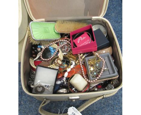 Suitcase of assorted vintage and other jewellery, bracelets, necklaces, vanity items, silver bangle and necklace, etc.(B.P. 2