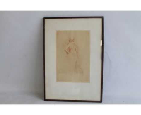  A FRAMED AND GLAZED ENGRAVING OF A FULL LENGTH PORTRAIT