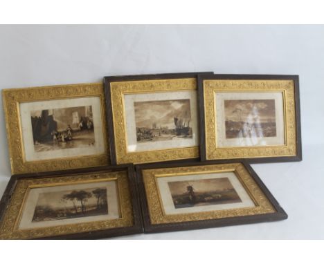 FIVE FRAMED PRINTS  ENGRAVED BY C. TURNER AND OTHERS AFTER J. M. W. TURNER "VIEWS",  to include 'Inverary Castle and Town, Sc