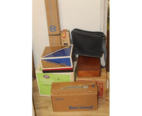 A COLLECTION OF CINE FILM EQUIPMENT, to include a Eumig p8 projector, a Sankyo super camera, screen, tripod, etc