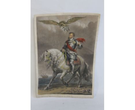 HAND COLOURED MEZZOTINT  "His Imperial Majesty, Charles the Fifth, Emperor of Germany &amp;c &amp;c.", after a painting by Va