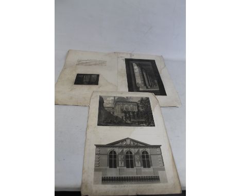 BALTARD - THREE ARCHITECTURAL ENGRAVINGS OF THE LOUVRE IN PARIS, early nineteenth century  (3)