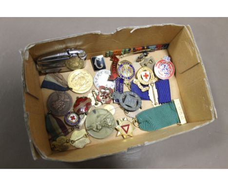 A COLLECTION OF MEDALS, ENAMEL BADGES ETC