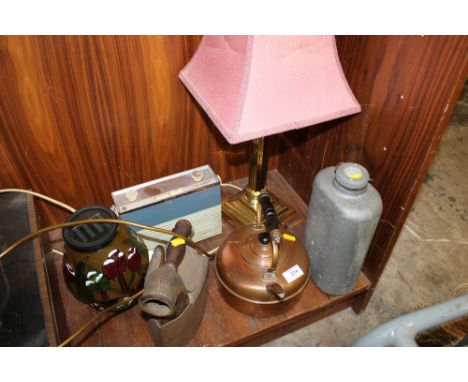 A COPPER KETTLE, VINTAGE IRON, BUSH RADIO ETC (6)