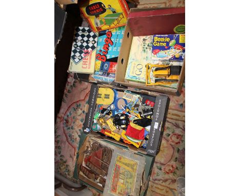 FOUR BOXES OF ASSORTED VINTAGE TOYS & GAMES