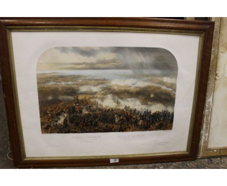 A COLOUR LITHOGRAPH 'THE BATTLE OF INKERMAN', framed, 52 x 73 cm