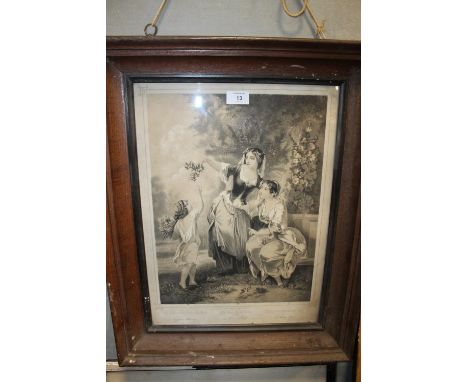 A FRAMED GERMAN LITHOGRAPH BEHIND GLASS 'THE CHERRIES OF THE MAY AS THE LUSTING BOY'