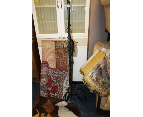 A STANDARD LAMP TOGETHER WITH ASSORTED RUGS