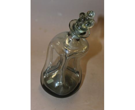AN UNUSUALLY SHAPED VINTAGE GLUG GLUG DECANTER