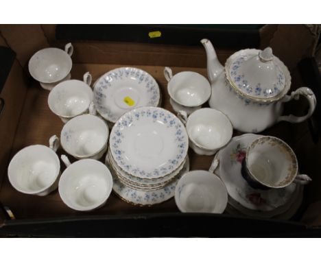 A TRAY OF ROYAL ALBERT MEMORY LANE PART TEA SERVICE PLUS OTHER ROYAL ALBERT ITEMS
