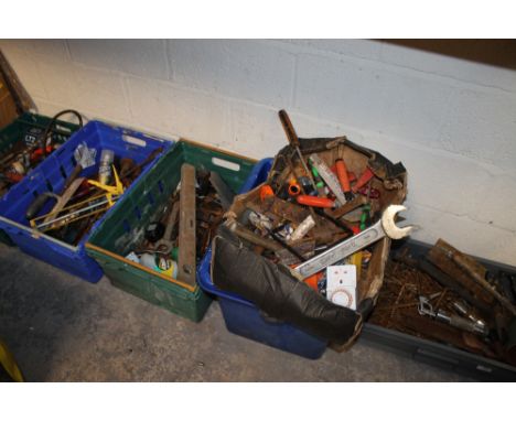 SIX TRAYS OF VARIOUS HAND TOOLS & PARTS