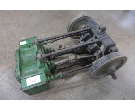 A cast iron stationary steam engine