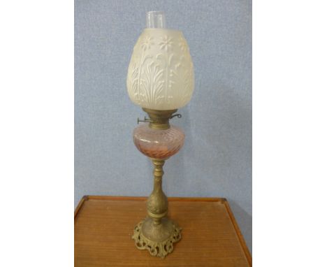 A brass oil lamp