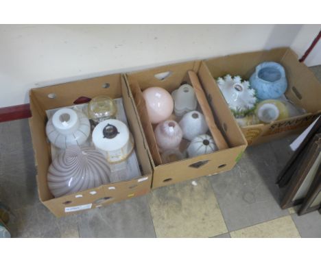 Three boxes of assorted lamp shades