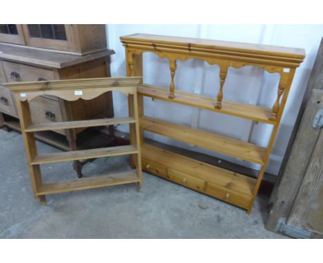 A pine wall shelf and another similar