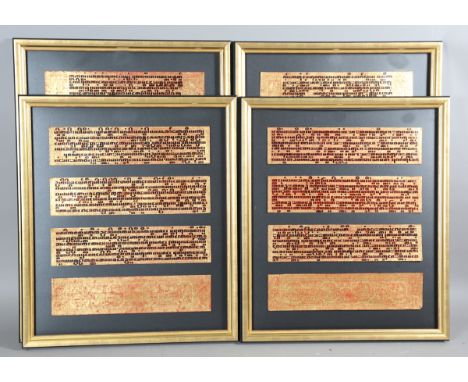 A Burmese red, black and gilt lacquered kammavaca manuscript, late 19th century, comprising two rectangular covers and sixtee