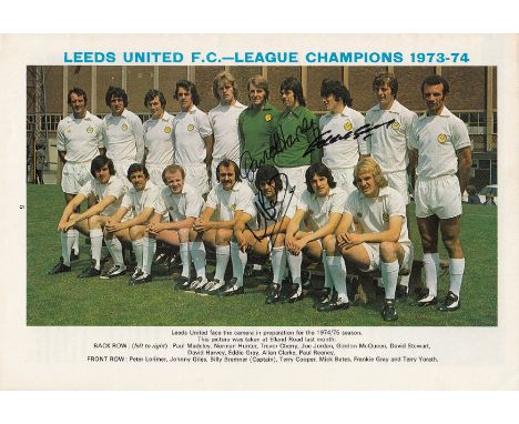 Autographed Leeds United Cutting, Depicting The 1973/74 First Division Winning Squad Posing For Photographers At Elland Road,