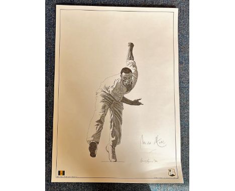 Cricket Wes Hall signed 24x17 limited edition print titled Pride and Industry number 11/250. Sir Wesley Winfield Hall is a Ba