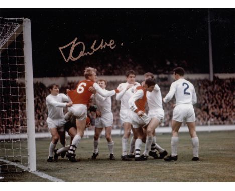 Autographed Ian Ure 8 X 6 Photo - Col, Depicting The Arsenal Centre-Half In A Scuffle With Several Leeds Players During The 1