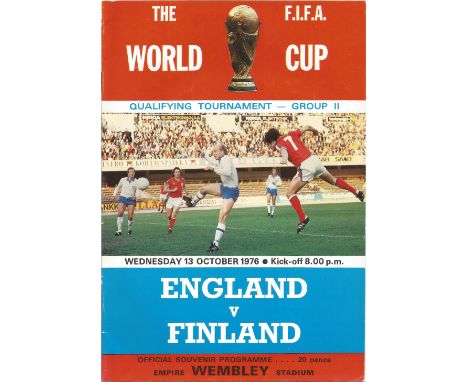 Football England v Finland 1978 World Cup Qualifier multi signed vintage programme 18 signatures inside includes Kevin Keegan
