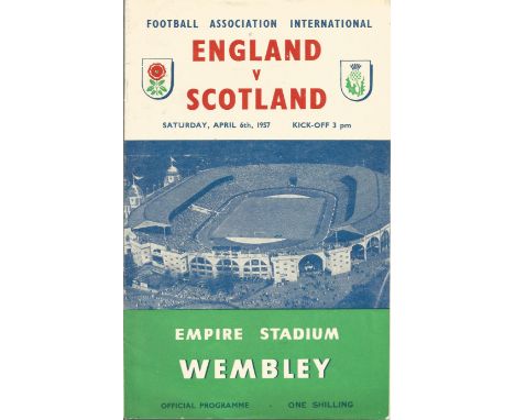 Football England v Scotland 1957 multi signed vintage programme 22 signatures includes legends such as Duncan Edwards, Roger 