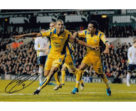 Autographed Jermaine Beckford 12 X 8 Photo - Col, Depicting The Leeds United Striker Running Away In Celebration After Scorin