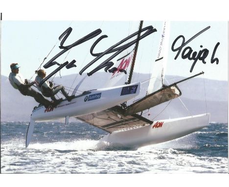 Olympics Thomas Zajac and Tanja Frank signed 6x4 colour photo of the bronze medallists in the Nacra 17 sailing event at the 2