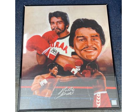 Boxing Roberto Duran framed signed 20x16 print with photo proof of Roberto signing this item. Roberto Durán Samaniego (born J