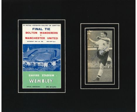 Nat Lofthouse 12x10 mounted signature piece includes signed black and white photo and print of the official programme cover f