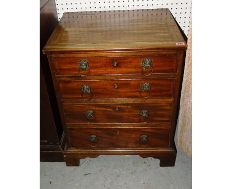 A George I and later converted mahogany four drawer commode, 56cm wide. 