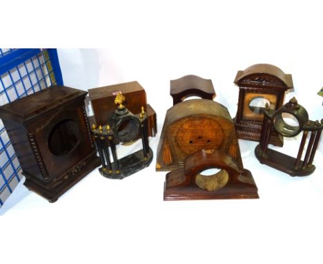 Horological interest, a group of mainly 20th century mantel clock cases, including Art Deco and others.  S2B