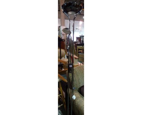 A 20th century metal dual standing lamp, 180cm high.   H5