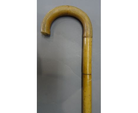 A walking stick 'tripod' gadget cane circa 1900, 'Jaki', the handle unscrewing to reveal a removable camera tripod, 90.5cm.