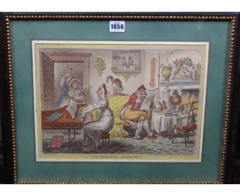 After James Gillray, Harmony before Marriage; Matrimonial Harmonics; The four Mr Prices, three hand coloured engravings, toge