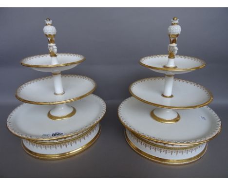 A Sèvres porcelain part dessert service, circa 1828, stencilled blue interlaced 'LS' enclosing fleur de lys / Sevres 28 marks