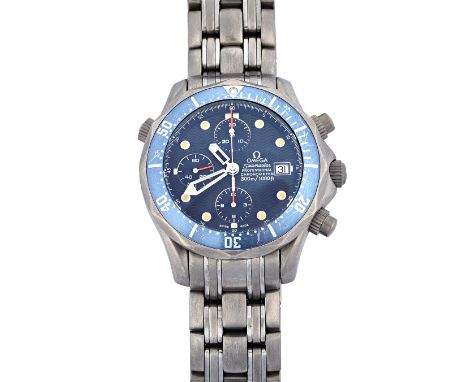 An Omega Seamaster Professional titanium gentleman's bracelet wristwatch, the signed dark blue dial with luminous dot numeral