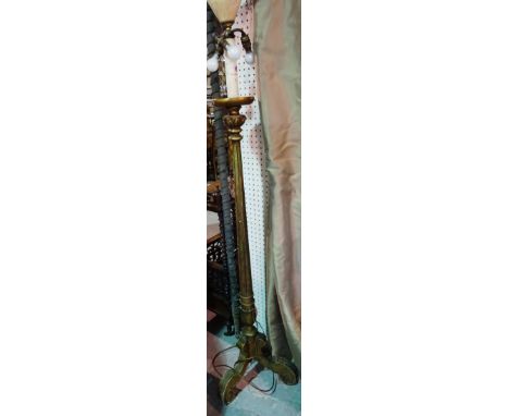 A carved gilded standard lamp, 160cm high and an onyx and brass standard lamp, 50cm high (2).