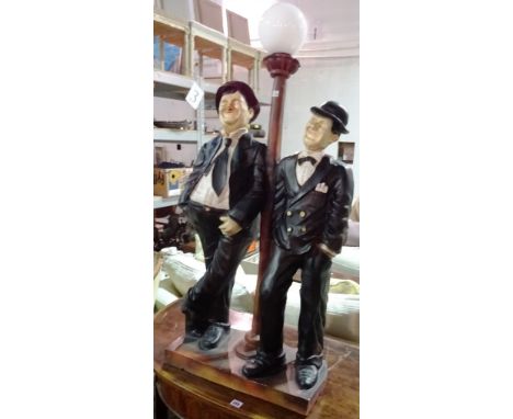 A 20th century resin lamp formed as Laurel and Hardy in a standing pose. 