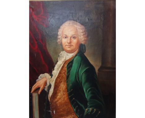 English School, Portrait of a gentleman in 18th century dress, oil on canvas, 90cm x 70cm.