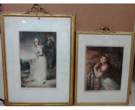 A group of twelve assorted prints, of mainly portrait and figurative subjects, including seven colour mezzotints after Reynol