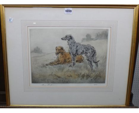 Henry Wilkinson (1884-1975), Pointers; Retriever; Greyhounds, three colour etchings, signed in pencil, together with a furthe